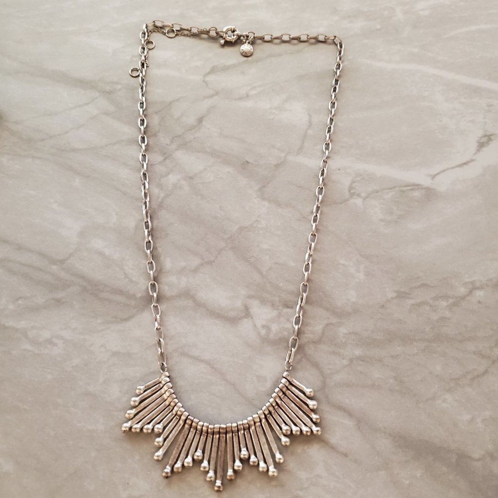 ✨ J.Crew Silver Rhinestones Crystals Pave Antiqued Mini Statement Necklace ✨ - Picture 8 of 13